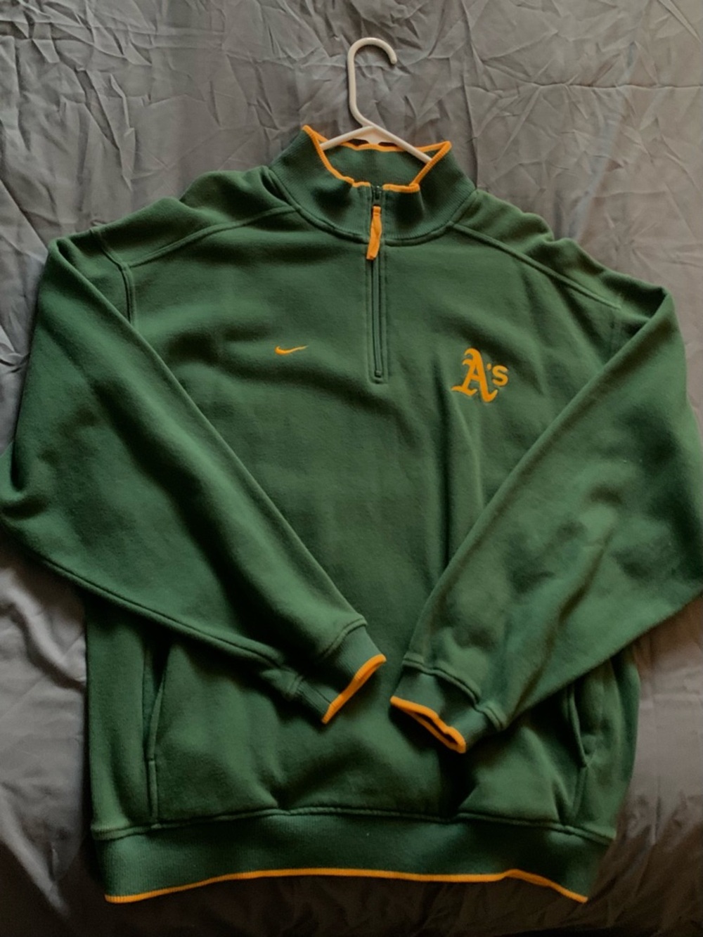 Nike Green and Yellow Oakland A's Quarter-Zip Pullover